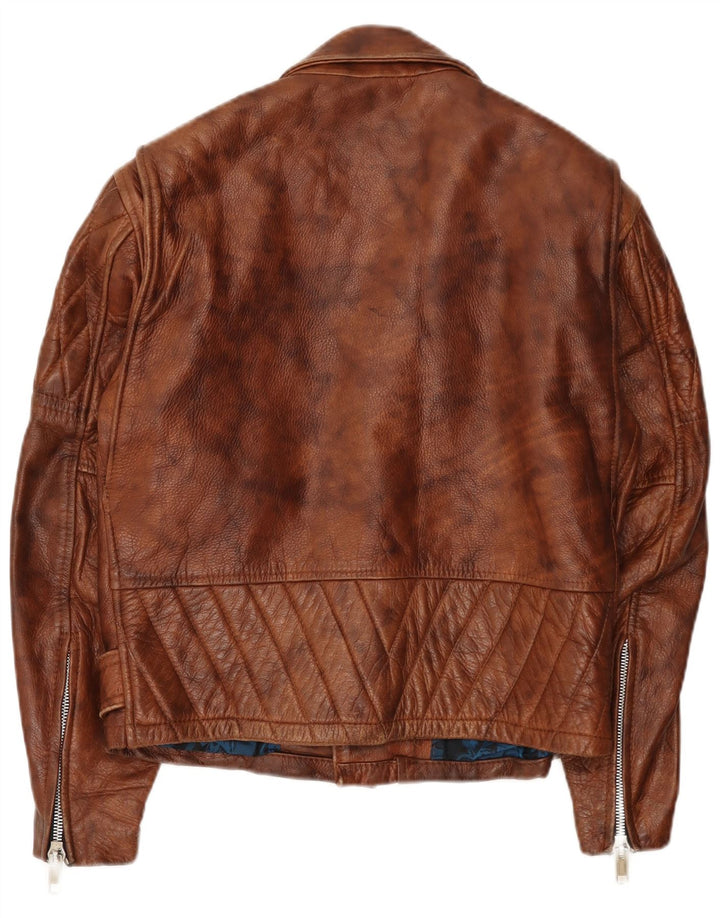 Easyriders Mens Leather Biker Jacket UK 36 Small Brown