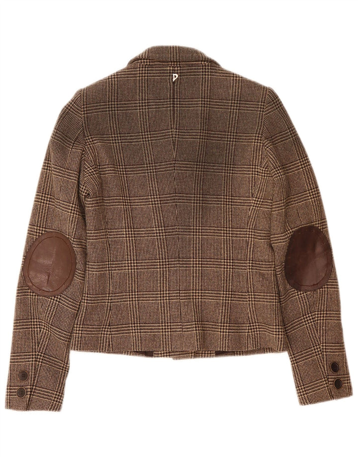 Damska marynarka Dondup zapinana na 6 guzików IT 42 Średniobrązowa wełna w pepitkę