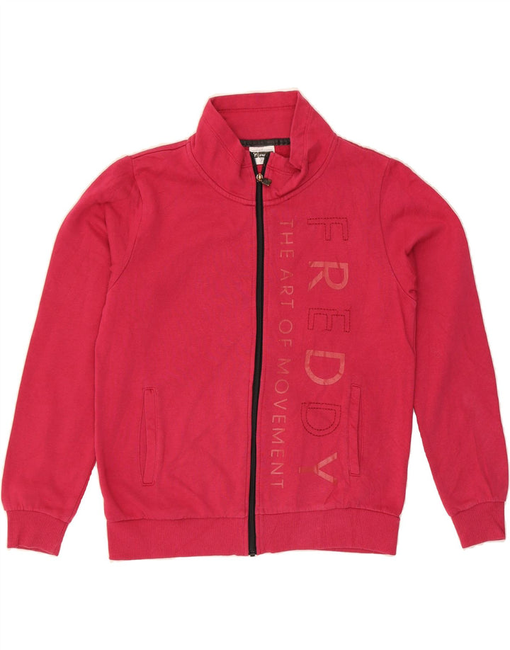 FREDDY Womens Graphic Tracksuit Top Jacket UK 10 Small Red Cotton Vintage Freddy and Second-Hand Freddy from Messina Hembry 