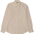 Benetton Mens Shirt Medium Off White Cotton