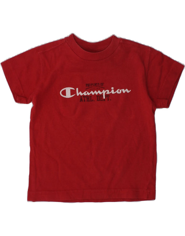 Футболка с рисунком CHAMPION для девочек, топ 3–4 лет, 2XS, красный хлопок