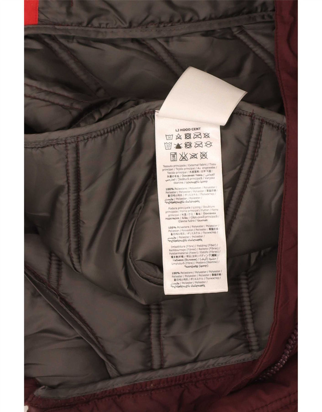 Liu Jo Herre hættepolstret jakke UK 38 Medium Burgundy Polyester