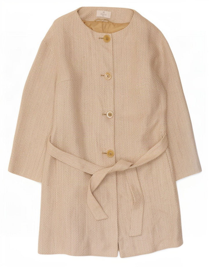 Abrigo Elegance para mujer UK 40 Lino en espiga beige medio