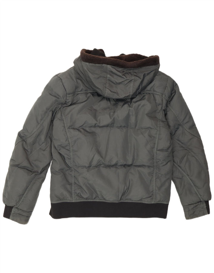 Gas Mens Hooded Bomber Padded Jacket UK 40 Large Grey Polyamide