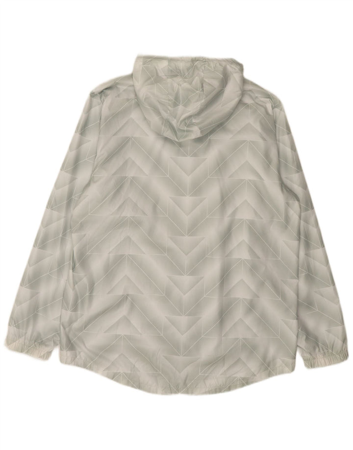 Adidas Mens Hooded Rain Jacket UK 40 Large Grey Geometric Polyester