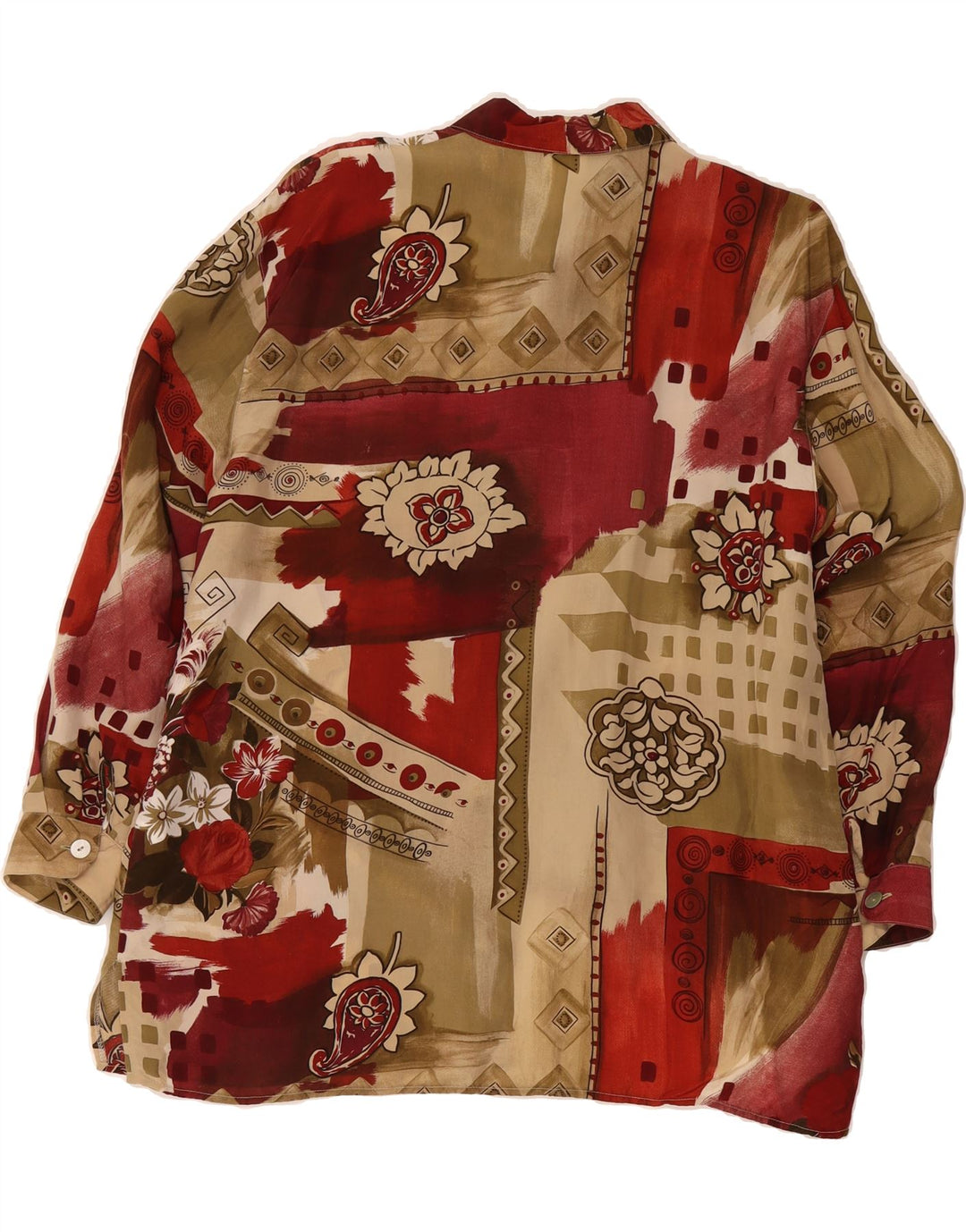 VINTAGE Womens Longline Shirt EU 42 Large Multicoloured Patchwork Cupro Vintage Vintage and Second-Hand Vintage from Messina Hembry 