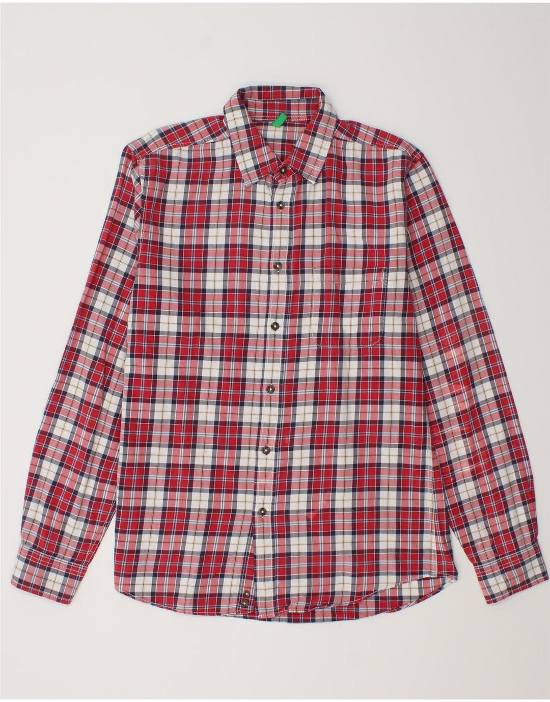 Benetton Herre Flanelskjorte Medium Rød Plaid