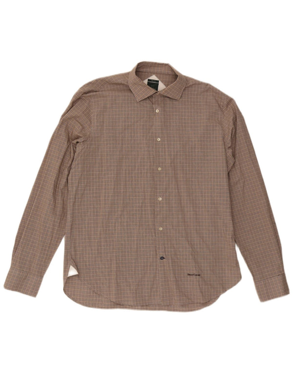 Camicia da uomo slim fit Henry Cottons taglia 43 grande quadretto grigio