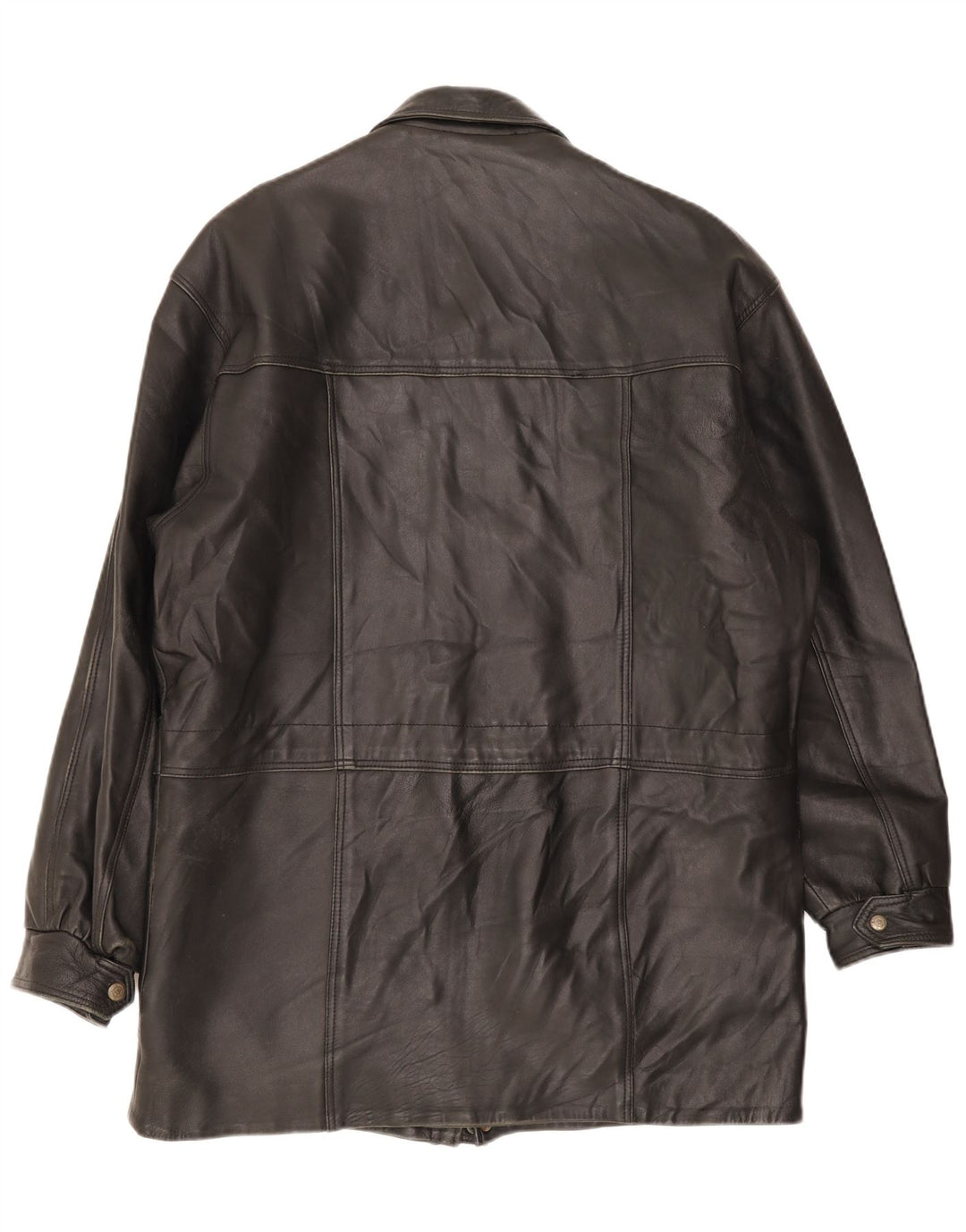 Vintage Mens Leather Coat UK 40 Large Black