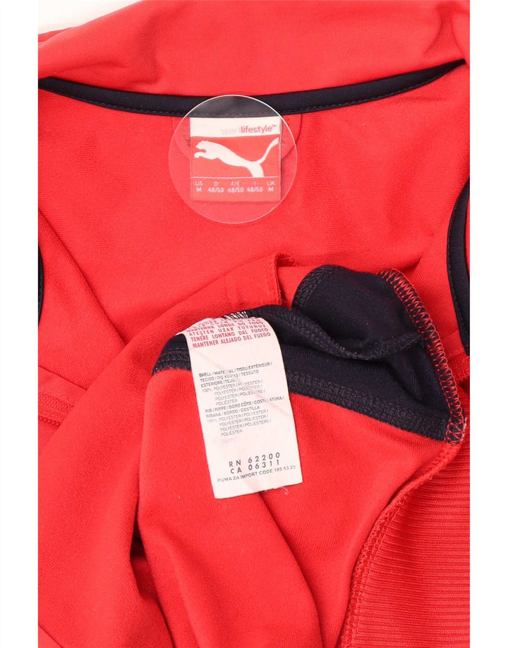 Puma Mens Tracksuit Top Jacket Medium Red Colourblock Polyester
