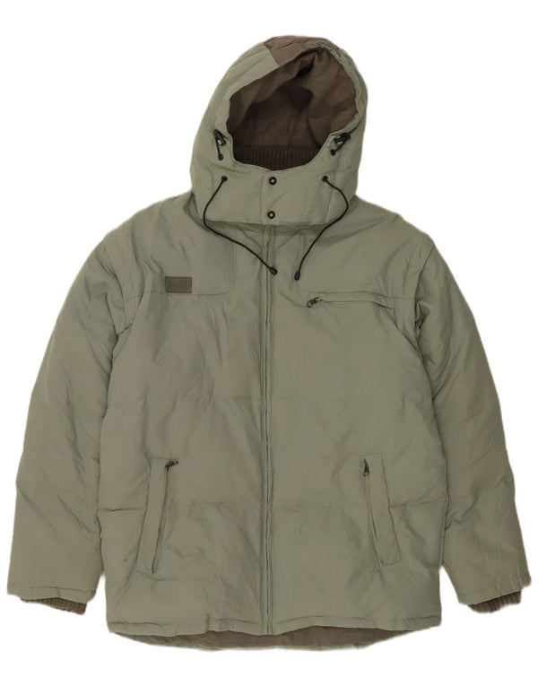 Fila Chaqueta acolchada con capucha para hombre UK 40 Large Poliamida verde color block