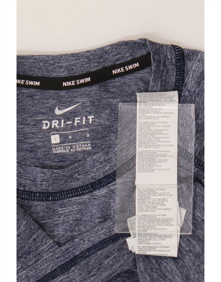 Nike Mens Dri Fit T-Shirt Top Large Navy Blue Flecked Polyester