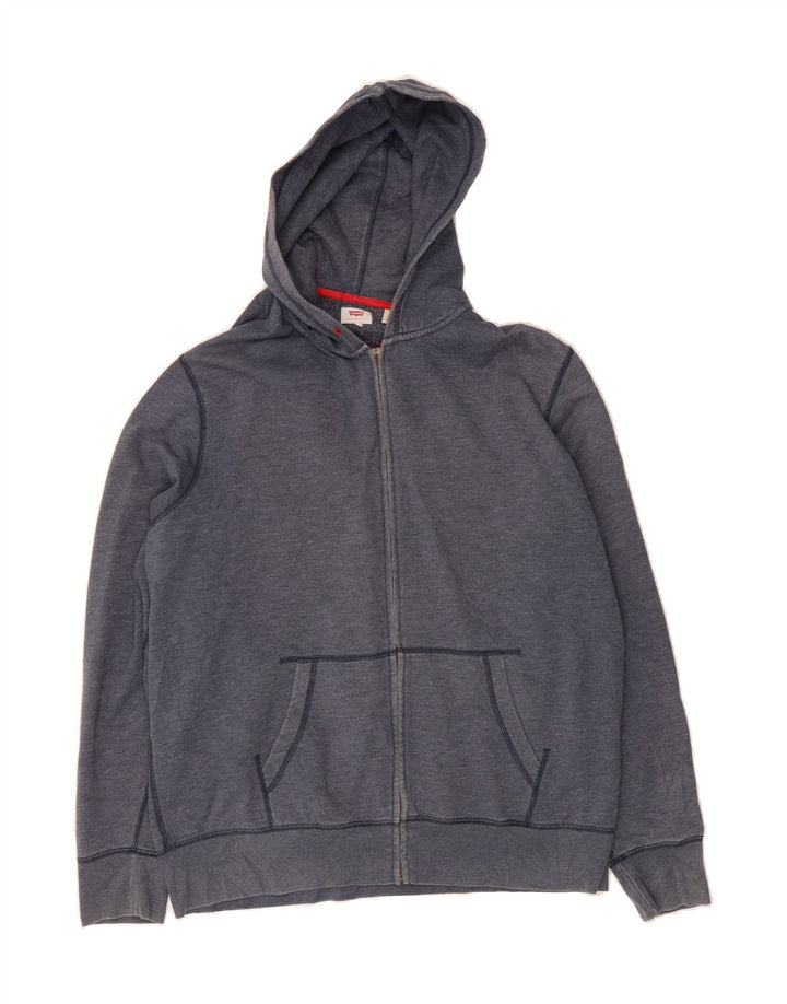 LEVI'S Mens Zip Hoodie Sweater 2XL Blue Cotton Vintage Levi's and Second-Hand Levi's from Messina Hembry 