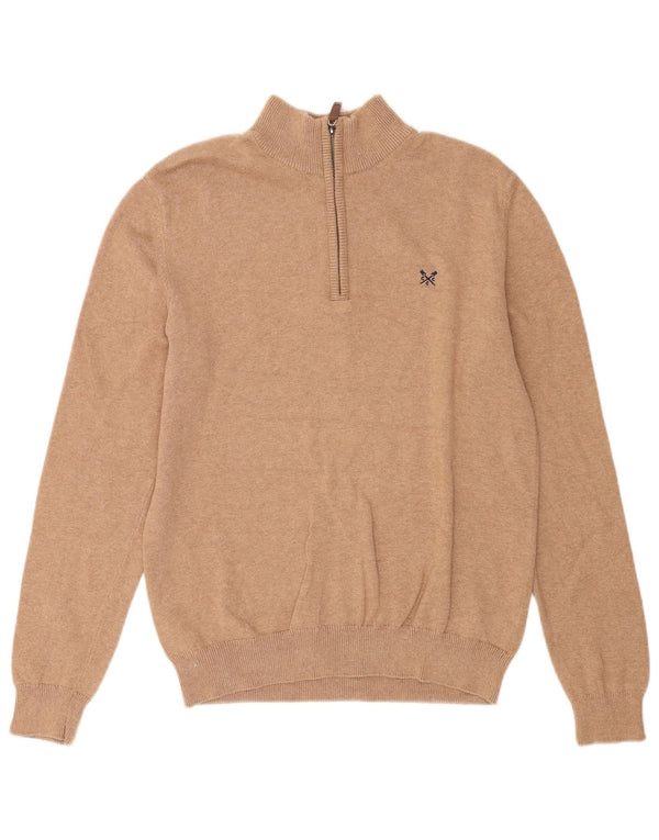 Crew tøj Herre lynlås-hals sweater medium brun bomuld