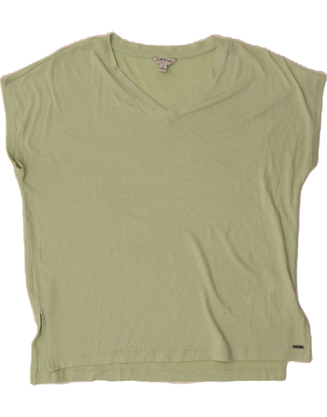 ORVIS Womens T-Shirt Top UK 16 Large Green Polyester Vintage Orvis and Second-Hand Orvis from Messina Hembry 