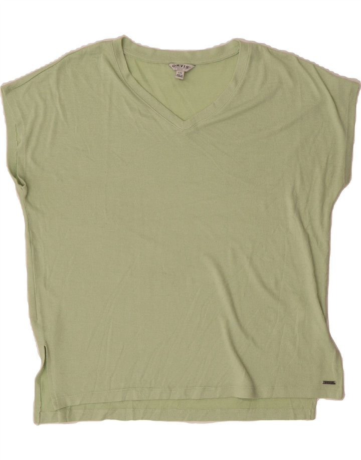 ORVIS Womens T-Shirt Top UK 16 Large Green Polyester Vintage Orvis and Second-Hand Orvis from Messina Hembry 