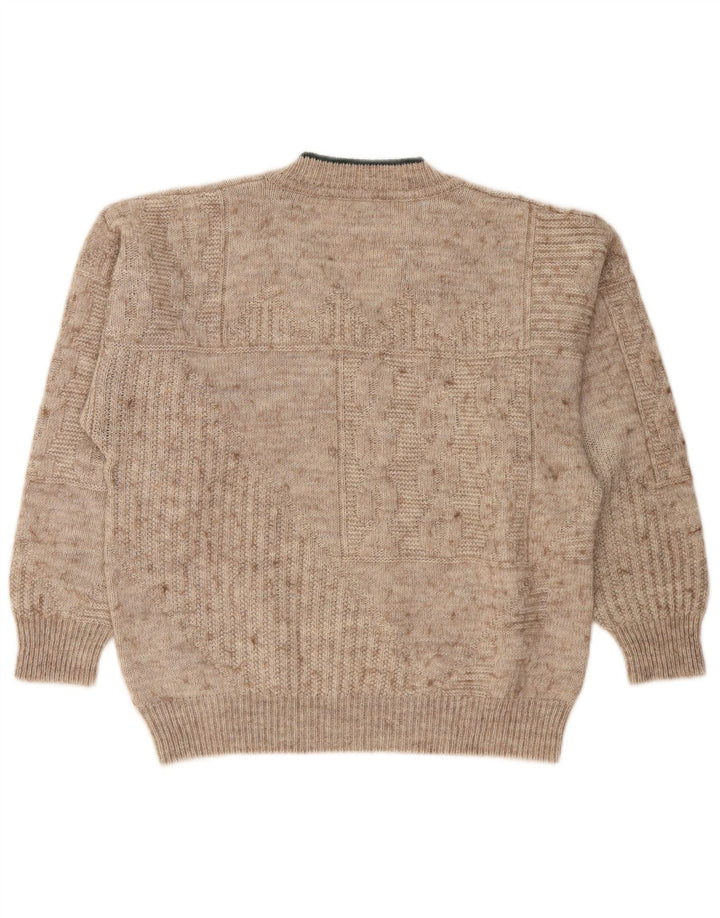 Vintage Mens V-Neck Jumper Sweater Medium Beige