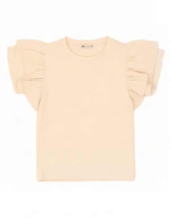 Blusa feminina Zara Top UK 12 médio off white poliéster