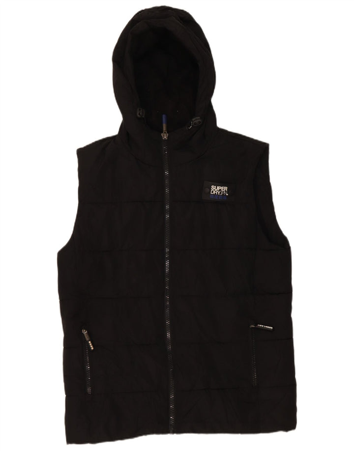 Superdry Gilet rembourré à capuche pour homme UK 38 Medium Noir Polyester