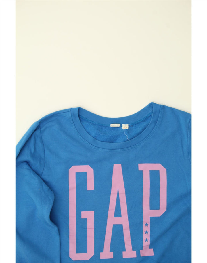 GAP Womens Crop Graphic Sweatshirt Jumper US 8 Medium Blue Cotton Vintage Gap and Second-Hand Gap from Messina Hembry 