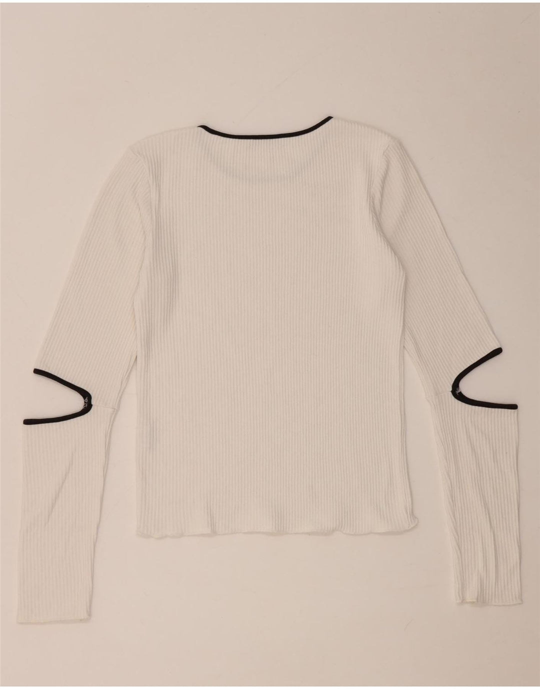 Zara Mujer Top Manga Larga UK 42 Medio Viscosa Blanca