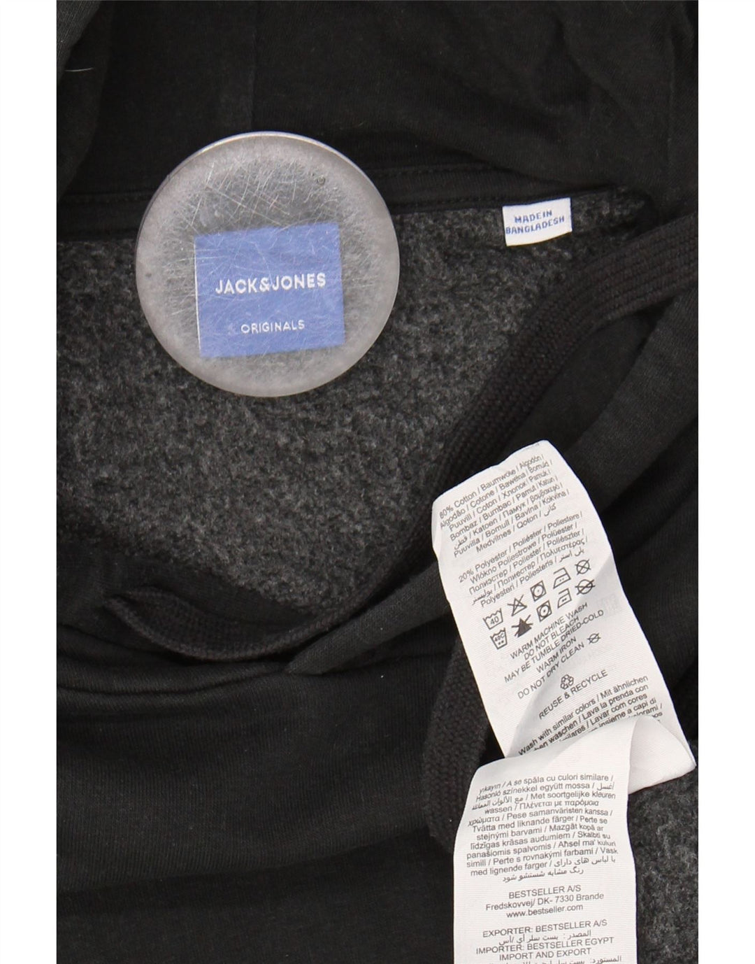 JACK & JONES Mens Hoodie Jumper XL Black Cotton Vintage Jack & Jones and Second-Hand Jack & Jones from Messina Hembry 