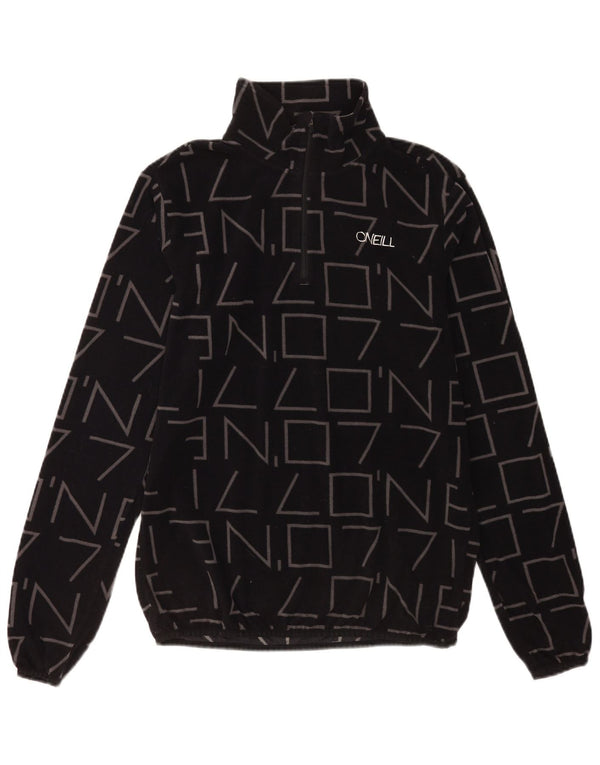 O'Neill Mens Graphic Zip Neck Fleece Jumper Large Black Polyester