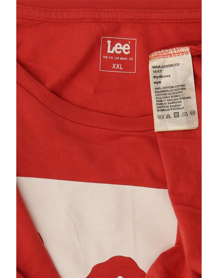 LEE Mens Graphic T-Shirt Top 2XL Red Cotton