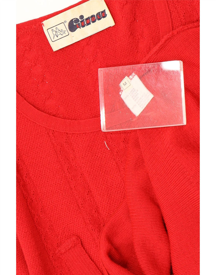 Lebole Dame Kortærmet Jumper Sweater UK 14 Medium Rød Uld