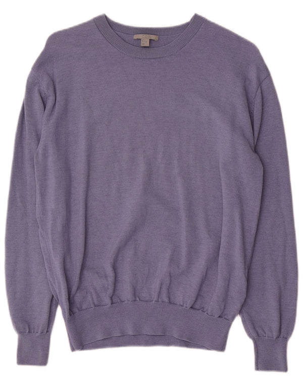 Cos Dame Oversized Boat Neck Jumper Sweater UK 10 Small Blue Wool
