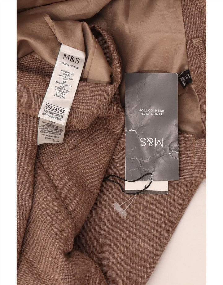 Marks & Spencer Veste blazer à 2 boutons pour homme UK 44 XL Lin marron