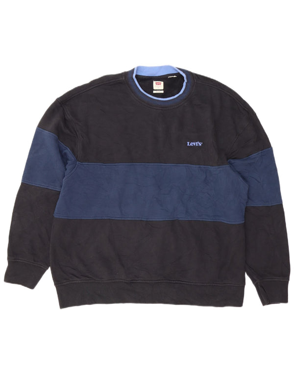 Levi's Herre Relaxed Fit Sweatshirt Jumper Large Navy Blue Colourblock