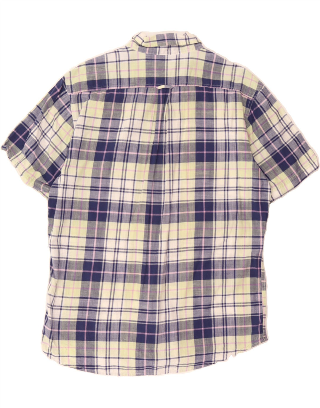 IZOD Mens Graphic Short Sleeve Shirt Large Blue Check Cotton Classic Vintage Izod and Second-Hand Izod from Messina Hembry 