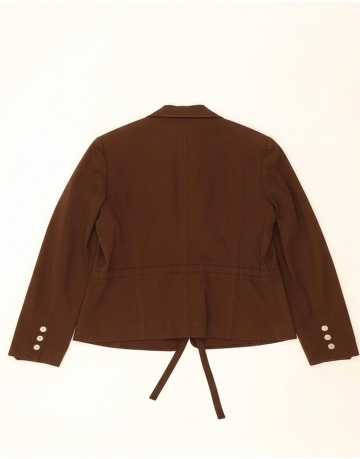 LUISA SPAGNOLI Womens Utility Jacket IT 46 Large Brown Cotton