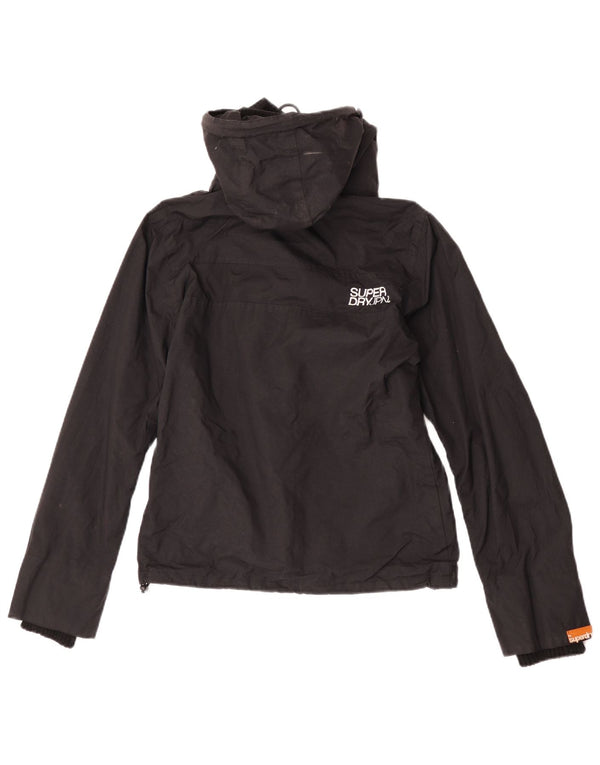 Giacca antipioggia da donna con cappuccio Superdry UK 12 nylon nero medio