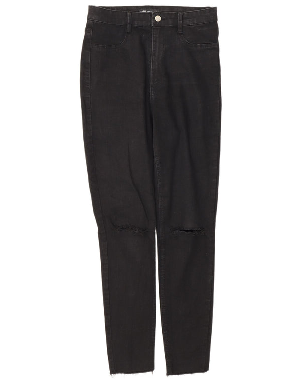 Zara Damen High Waist Distressed Skinny Jeans EU 40 Medium W30 L28 Schwarz