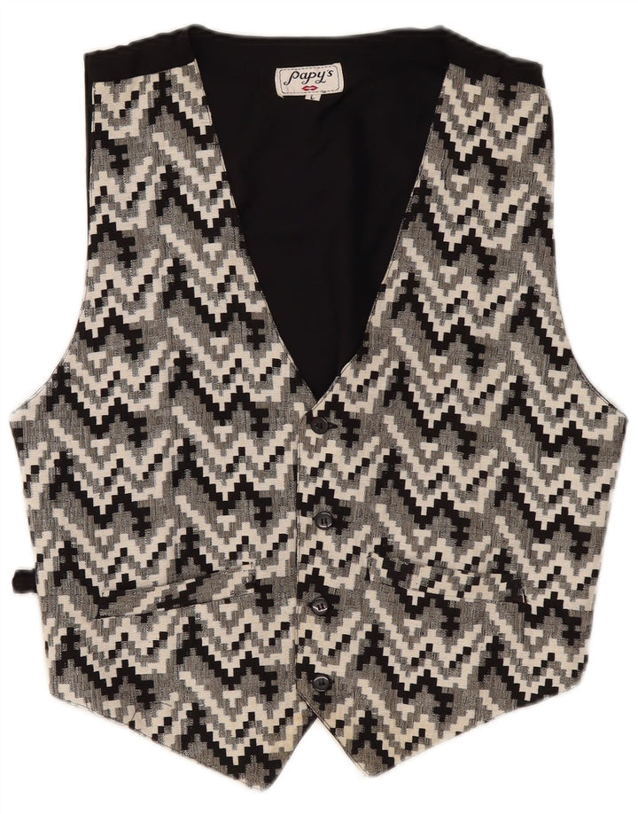 Vintage vest til mænd Stor sort geometrisk