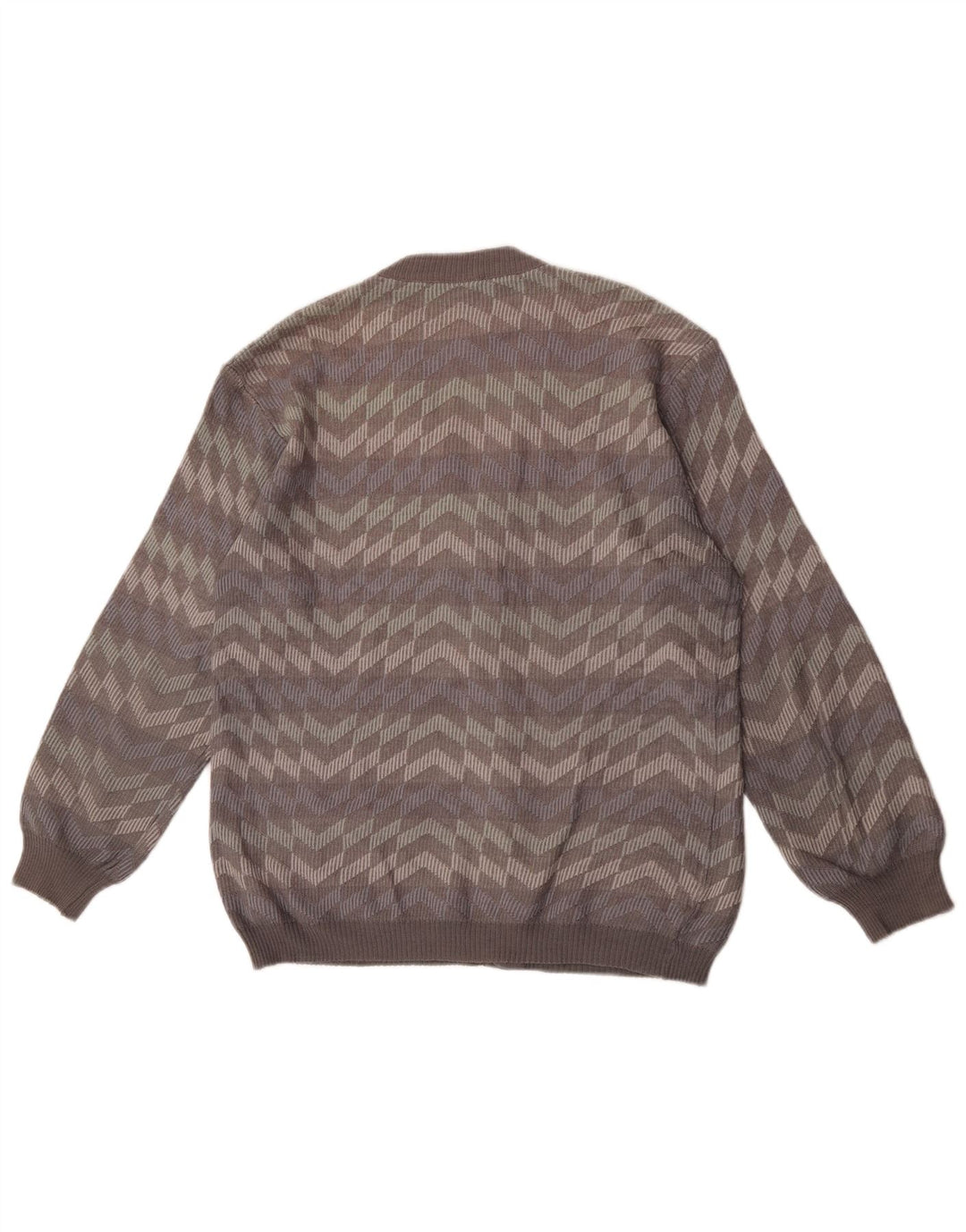 Bernardini Mens Cardigan Sweater Medium Grey Striped Wool