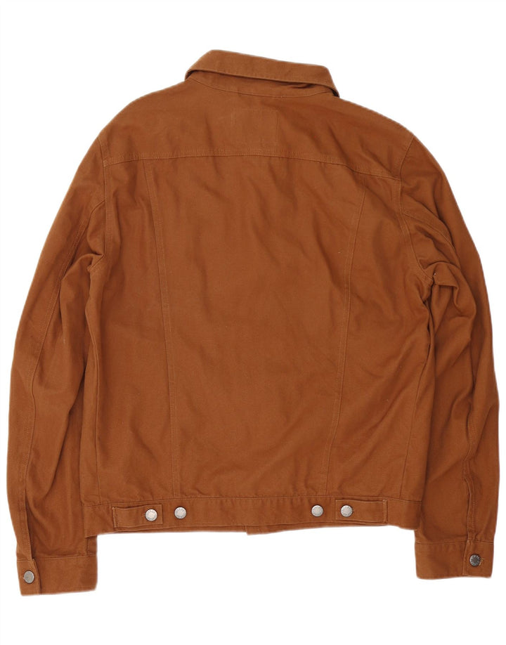 Guess Mens Bomber Jacket UK 38 Medium Brown Cotton