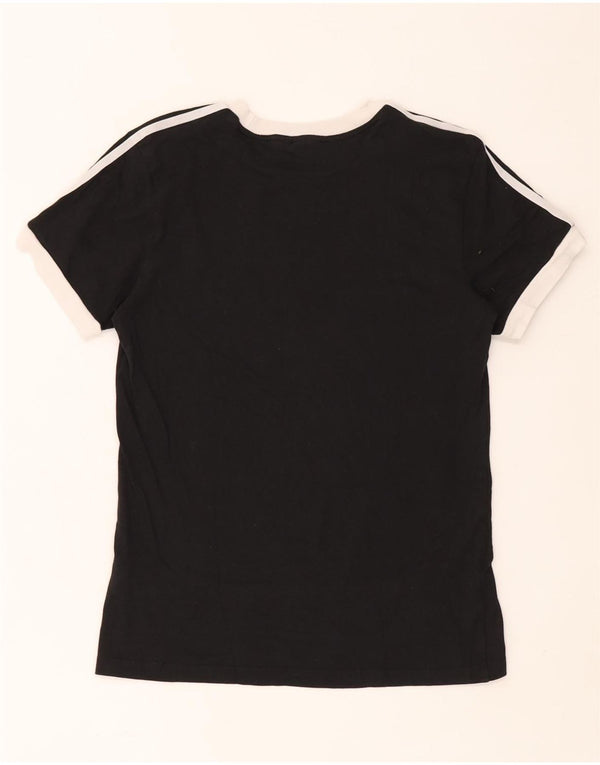 Adidas Damen T-Shirt Top UK 4 XS Schwarz Baumwolle