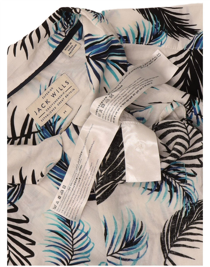 Jack Wills Mens Short Sleeve Shirt Medium White Floral Viscose