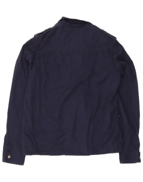 Fat Face Womens Military Utility Jacket UK 10 Small Navy Blue Lyocell
