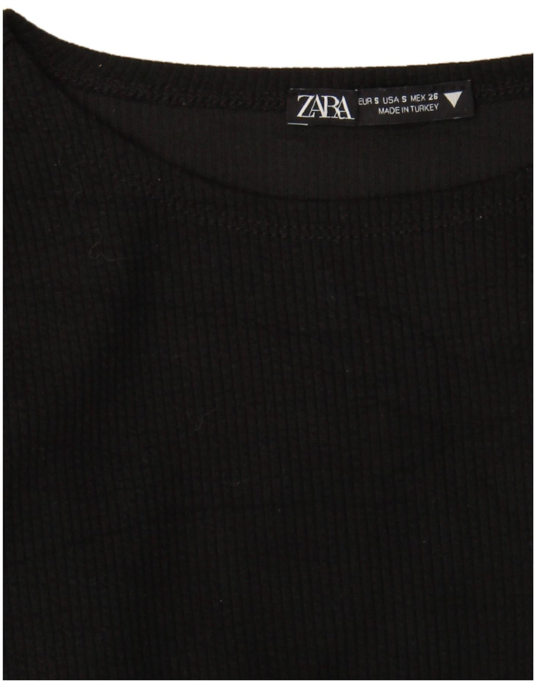 Zara Womens Crop Top Long Sleeve UK 8 Small Black