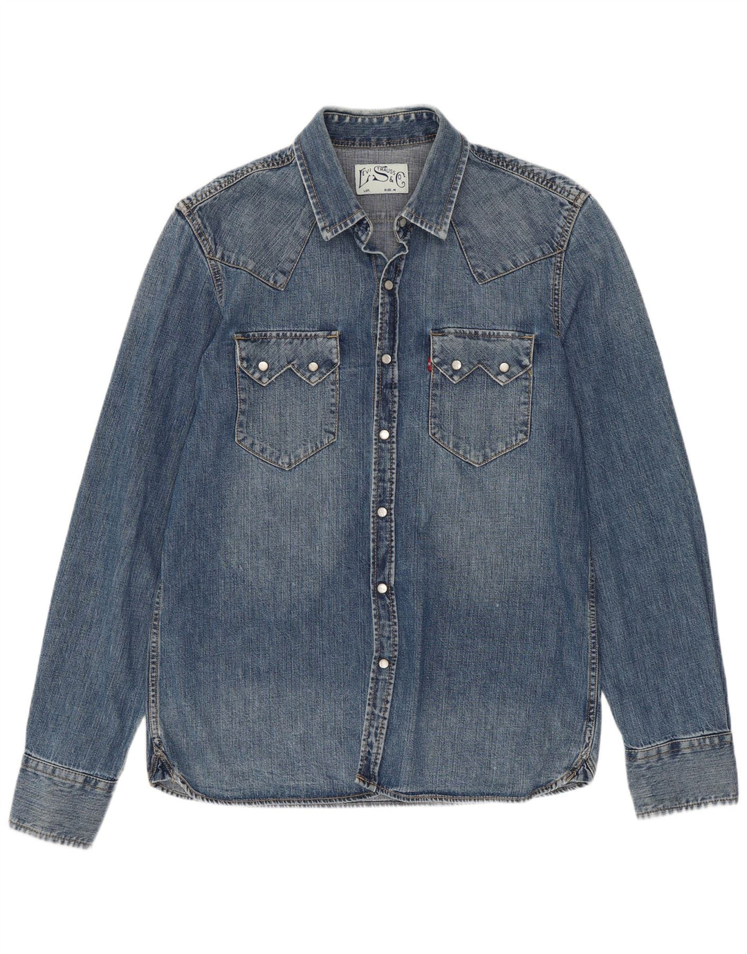 Camicia in denim western da uomo Levi's in cotone blu medio