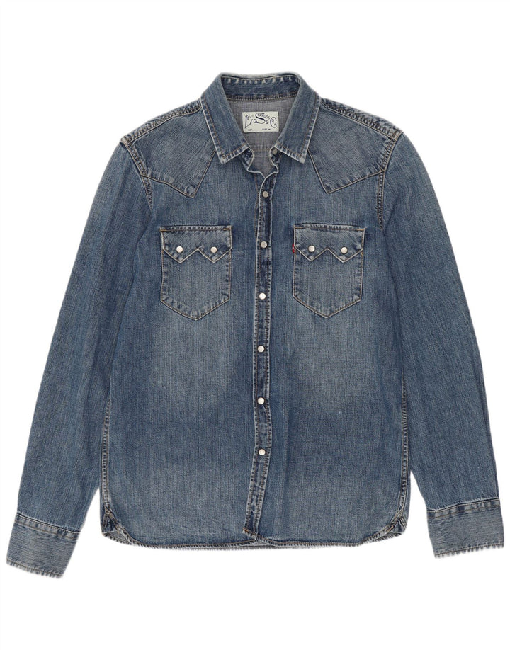 Camicia in denim western da uomo Levi's in cotone blu medio