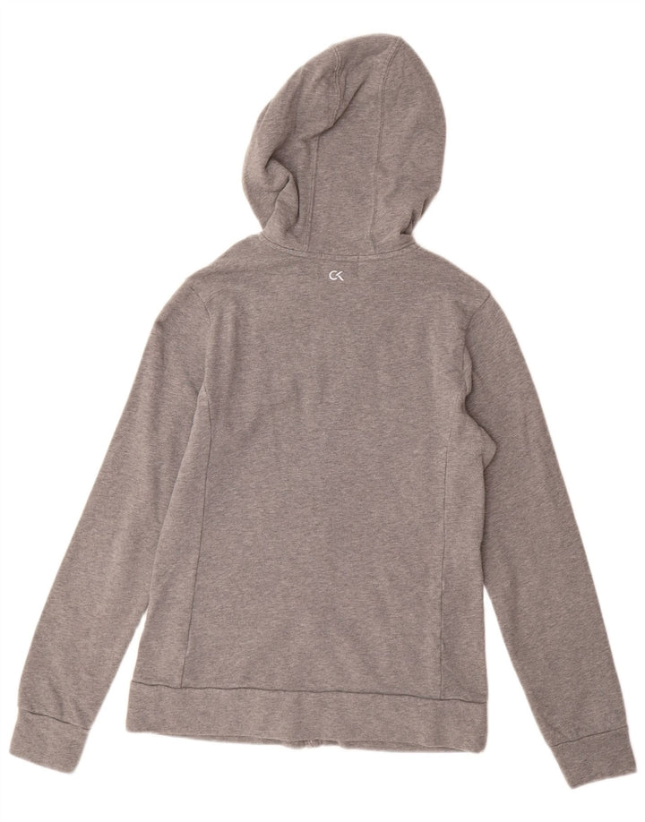 CALVIN KLEIN Womens Performance Zip Hoodie Sweater UK 12 Medium Grey