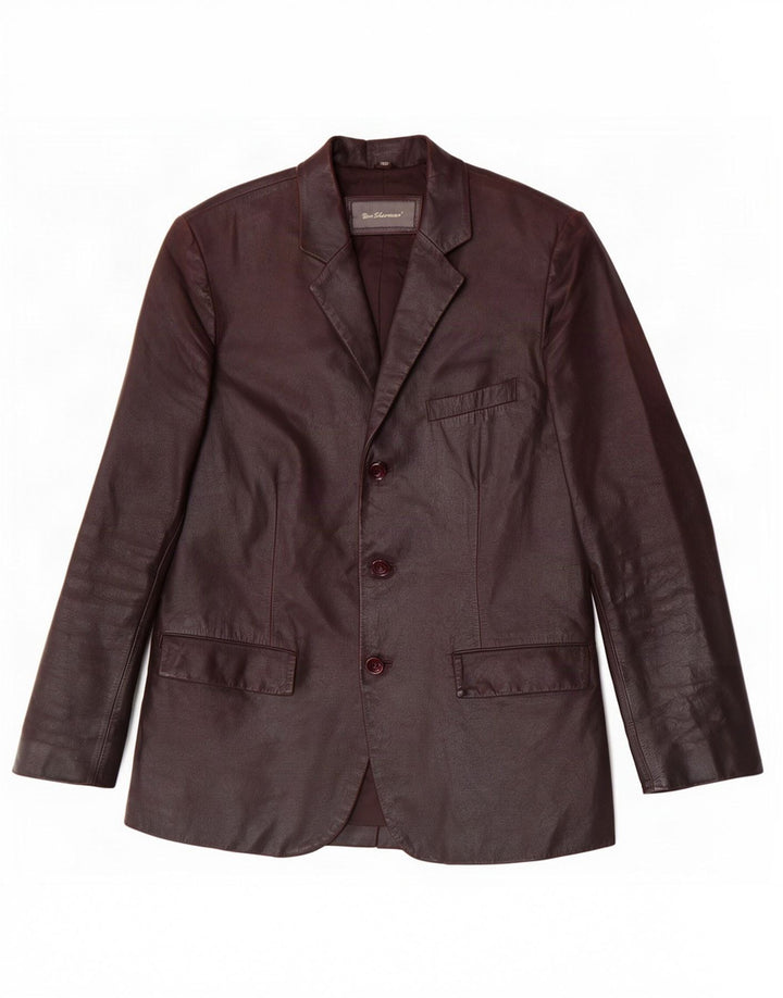 Ben Sherman Ανδρικό δερμάτινο μπλέιζερ 38 κουμπιών UK 38 Medium Brown