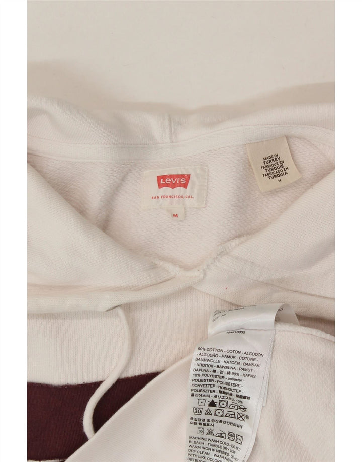 LEVI'S Mens Graphic Hoodie Jumper Medium White Cotton Vintage Levi's and Second-Hand Levi's from Messina Hembry 