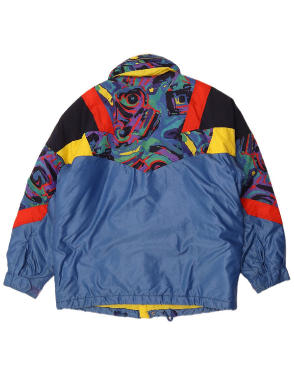 Fila Mens Hooded Loose Fit Ski Jacket UK 36 Small Blue Colourblock