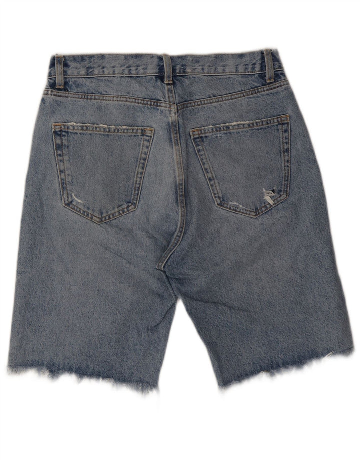 Pantaloni scurți din denim învechit ZARA pentru bărbați W31, bumbac albastru mediu